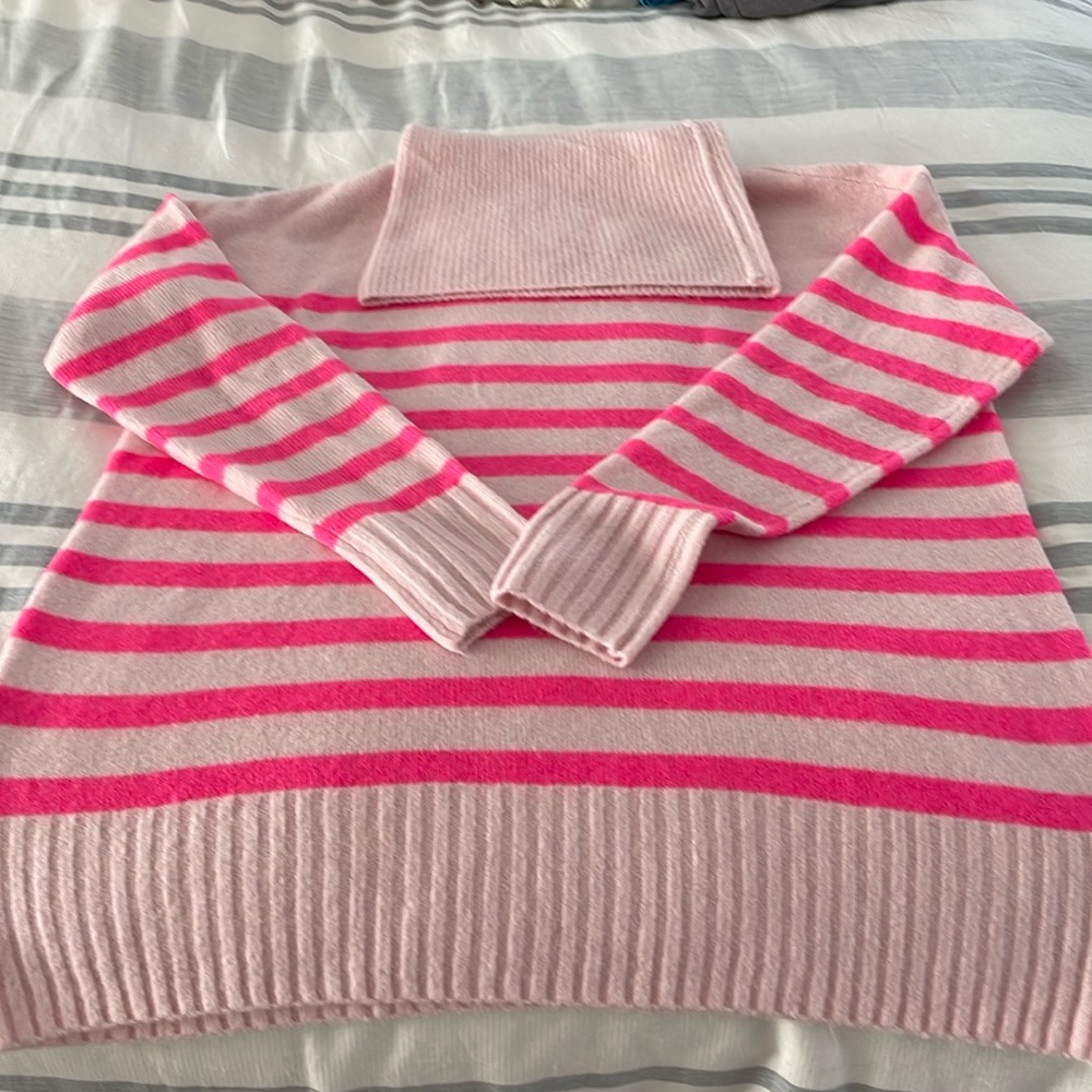 Loft Pink Striped Turtleneck sweater